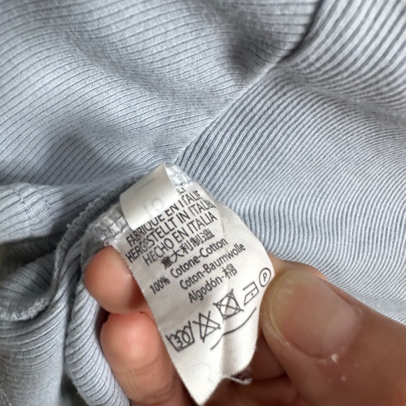 Brandy Melville | Light Dusty Blue Ribbed Button Short Sleeve Crop Shirt OS - Picture 10 of 13